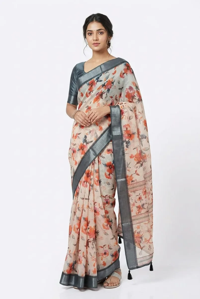 Classic linen saree ready to wear