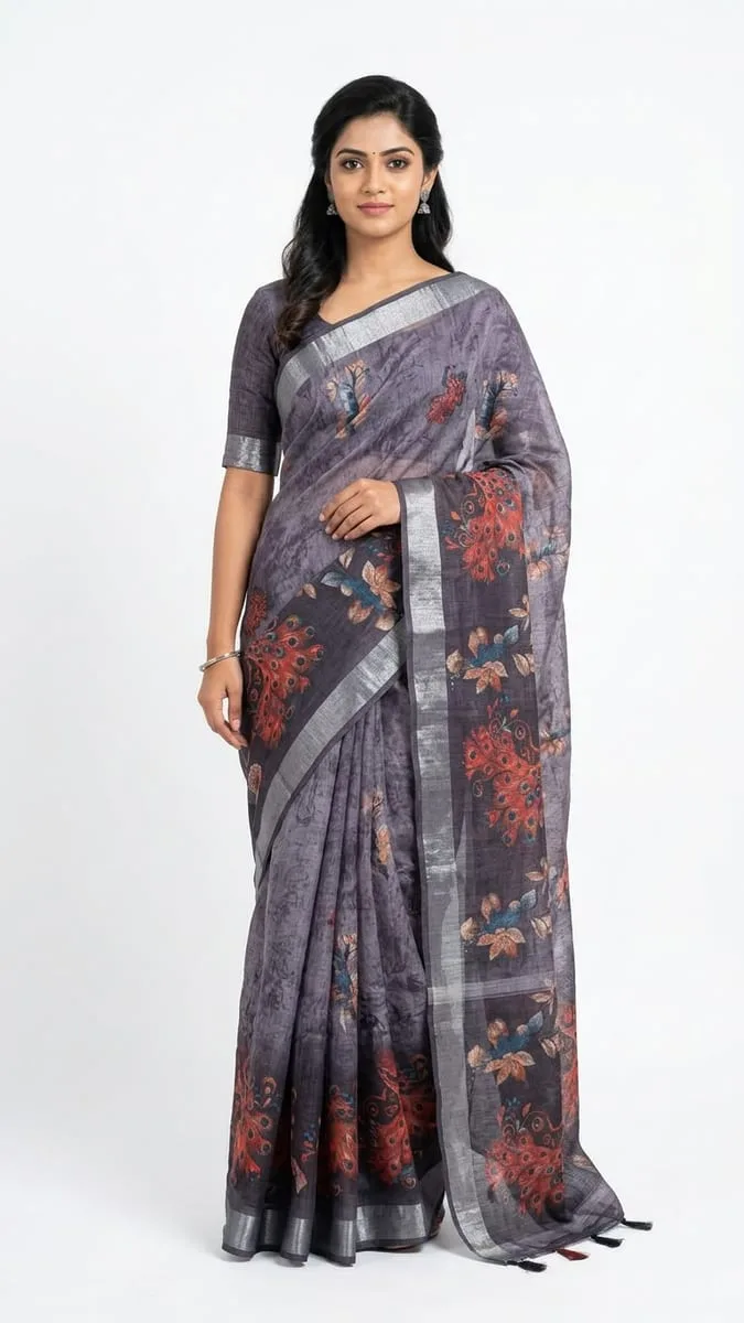 Classic linen saree ready to wear