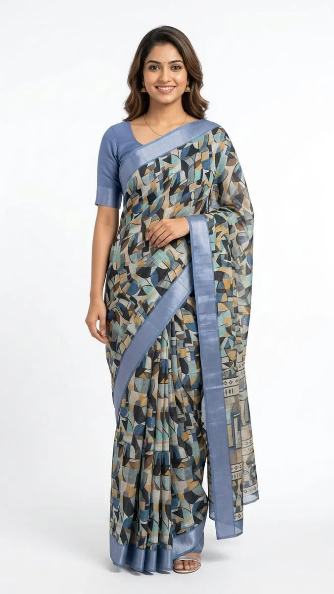 Classic linen saree ready to wear