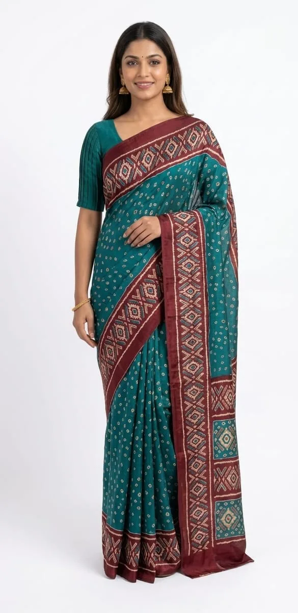 Mulberry silk crepe saree ready to wear