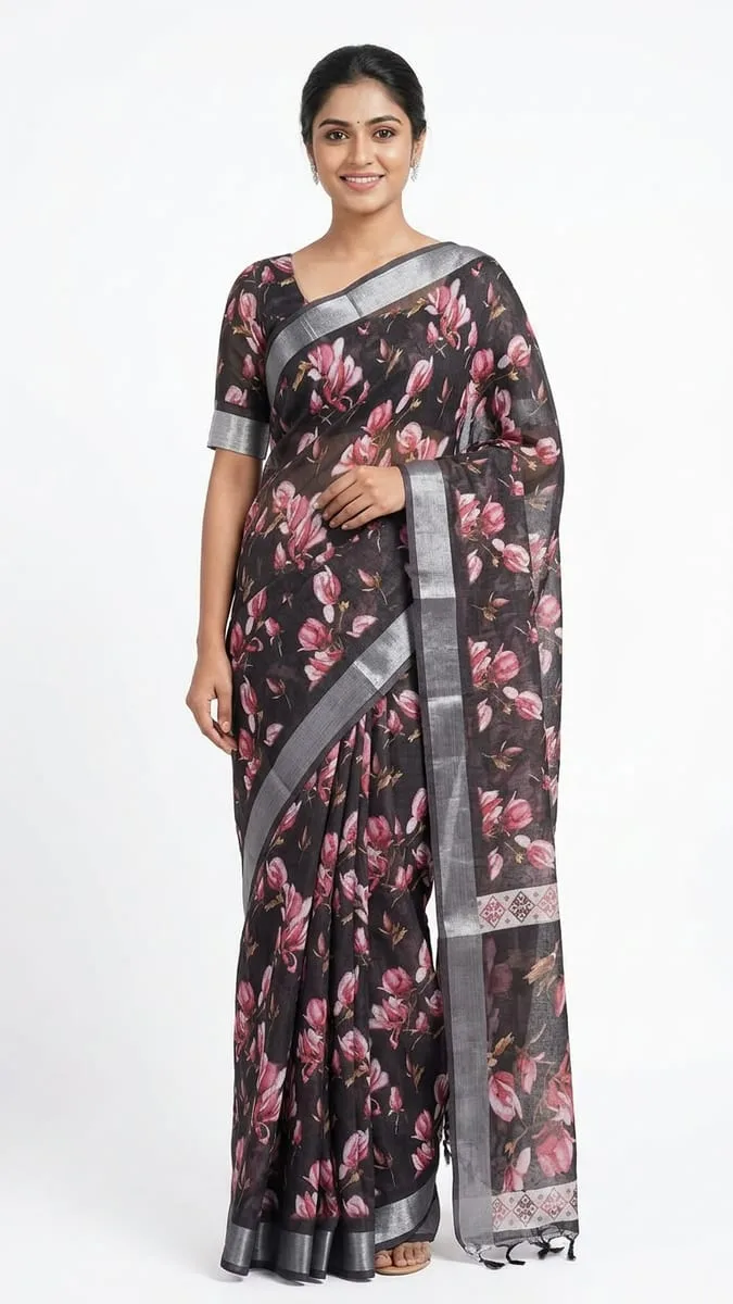 Classic linen saree ready to wear