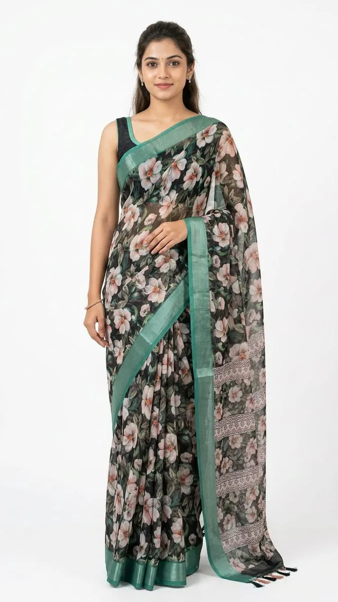 Classic linen saree ready to wear