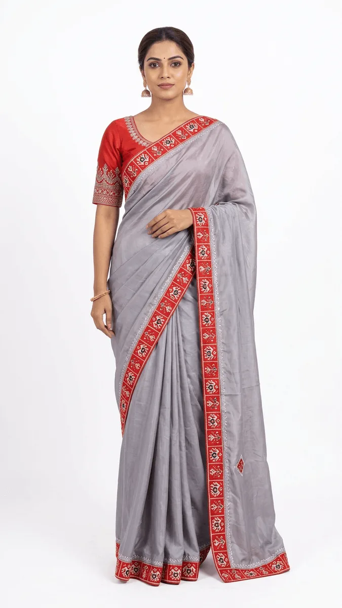 Chinon boarders printed fall pico ready to wear saree