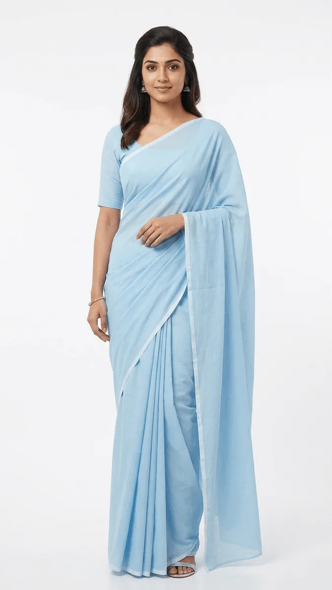 Royal cotton handloom saree with printed blouse ready to wear
