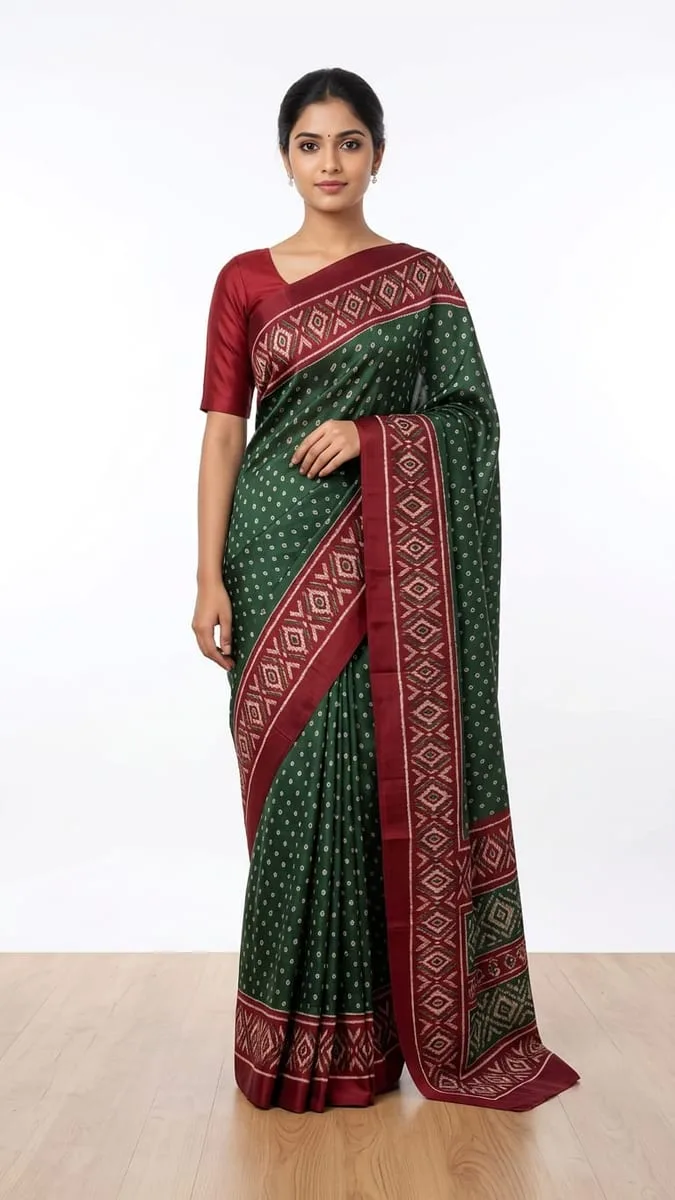 Mulberry silk crepe saree ready to wear