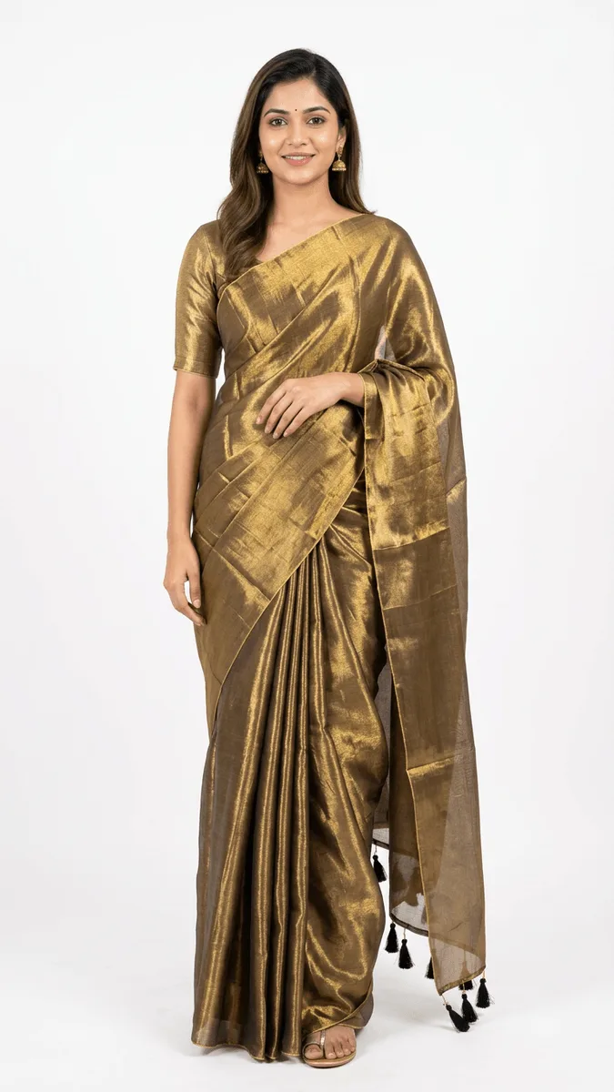 Metallic silk with big tassel ready to wear with fall pico